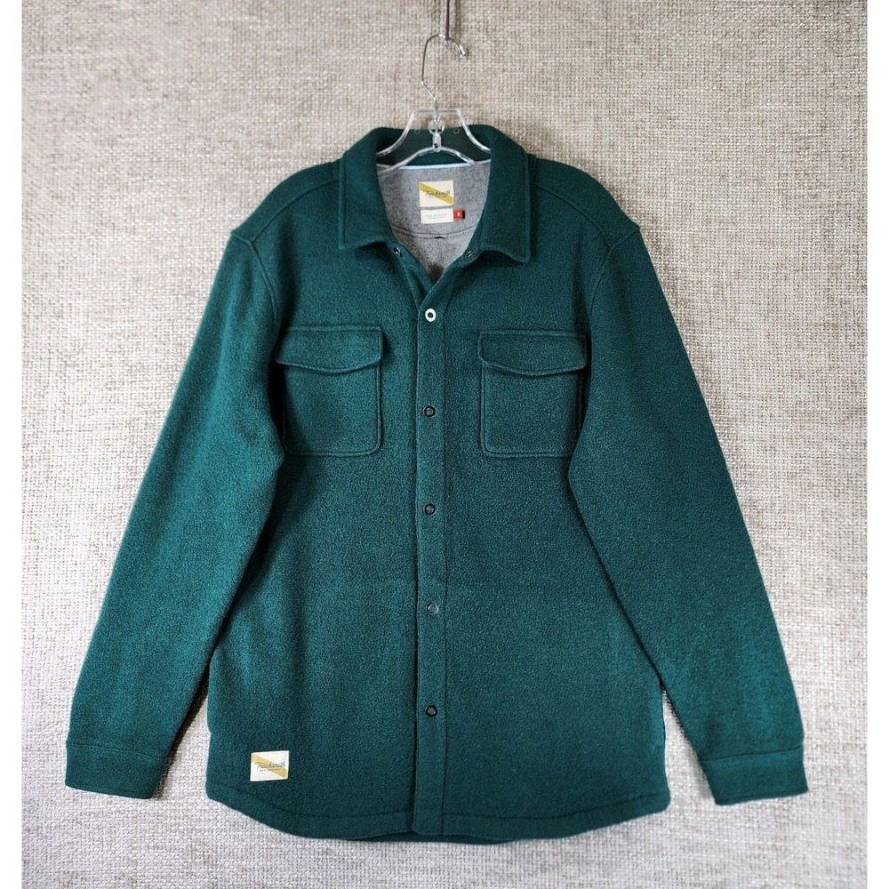 Tracksmith Shirt Mens M Green New England Overshirt Wool Blend Flannel Casual